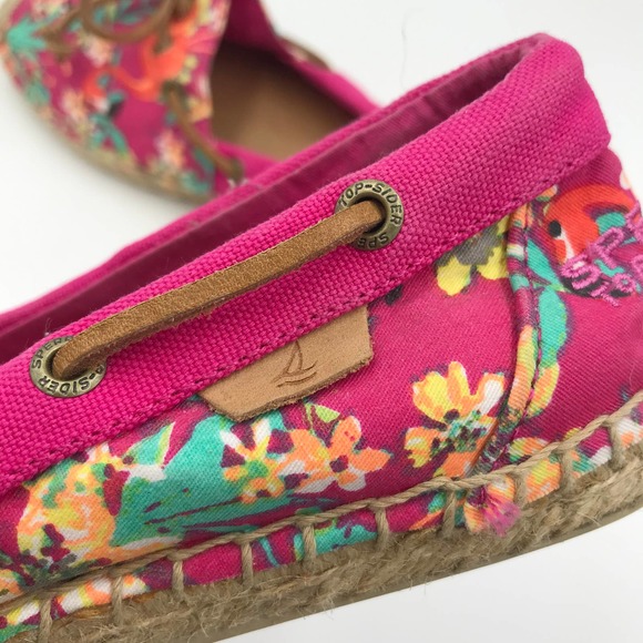 Sperry Top Sider Katama Slip On Flat Espadrille Pink Floral Size 6M - Picture 7 of 12